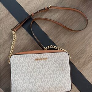 Michael Kors Beige and Brown Crossbody Bag